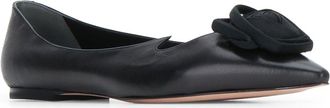 Roger Vivier Womens Love Flat Black Leather Heels