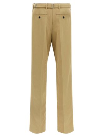 Prada Pleated Cotton Trousers - Beige
