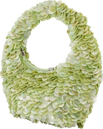 Staud Womens Reef Shoulder Bag Green Pearls