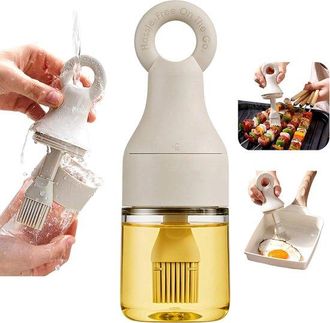 OEM Botella Con Cepillo De Aceite De Silicona 2 En 1, Vidrio De Borosilicato, Dise&ntilde;o A Prueba De Fugas, Acampadas Y Uso En La Cocina
