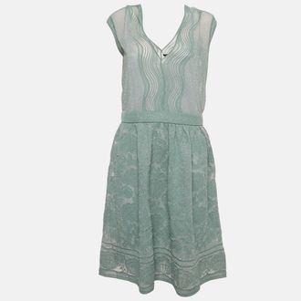M Missoni Blue Patterned Lurex Knit Short Dress