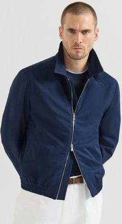 Brunello Cucinelli Microfiber outerwear jacket in Blue at Nordstrom, Size 46 It