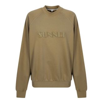 Sunnei Sweatshirts, female, Beige, M, Beige Sweatshirt with Logo Detailing