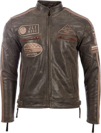 Aviatrix Mens Super-Soft Real Leather Band Collar Patch Fashion Biker Jacket, Desert Tan, 5XL / Chest=47 inch