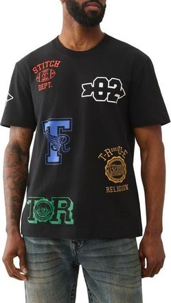 True Religion Embroidered Uni Logos Cotton Graphic T-Shirt in Jet Black at Nordstrom, Size Xx-Large