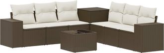 vidaXL Juego De Sof&aacute; 8 Uds. Marr&oacute;n Y Crema Blanca Vidaxl