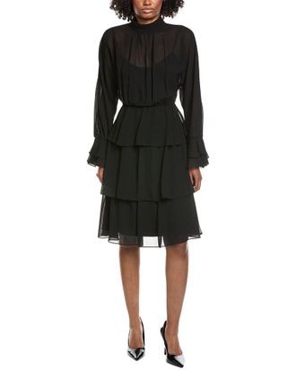 Mikael Aghal Solid Midi Dress