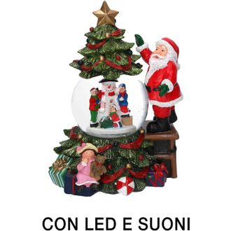 Vacchetti Vacchetti - Bola De Cristal Led Resina Pap&aacute; Noel Con M&uacute;sica Cm16x15h25
