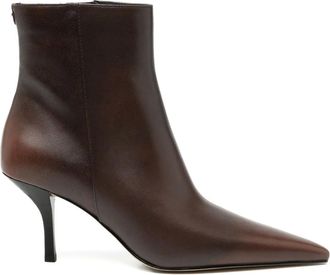 Michael Kors Selina ankle boots - women - Leather/Rubber/Fabric - 8.5 - Brown
