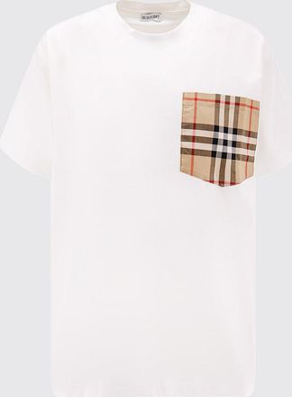 Burberry T-shirt in cotone con toppa check Burberry