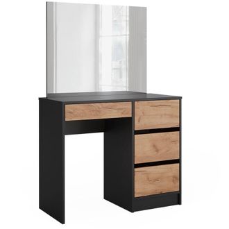 Vicco Tocador Sherry, Antracita/roble Dorado, 90 Cm Con Espejo, Vicco