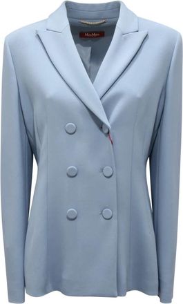 Max Mara Double-breasted Studio Jas - Dames - Blazers - Blauw - S - Jassen