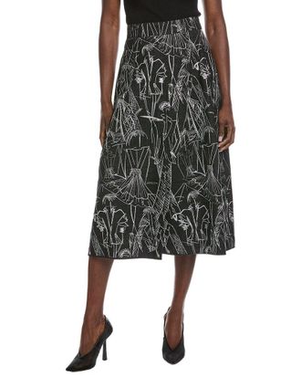 Akris Embroidered Denim Skirt