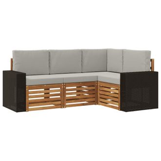 vidaXL Juegos De Sof&aacute;s Con Coj&iacute;n 4 Pcs Madera De Acacia S&oacute;lida Vidaxl