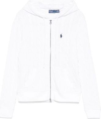 Ralph Lauren White Cable-knit Hooded Cardigan
