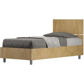 ITYhome Letto Singolo - demas - Tipologia Letto: Con Rete - Colore: Quercia Natura - Tipologia Testata: Testata Dritta - Dimensione Rete: 80x190