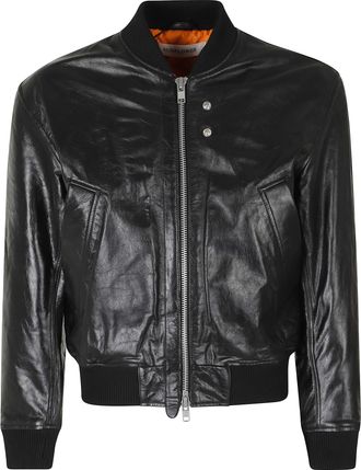 Sunflower Black Classic Leather Cow Bomber Jacket