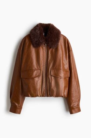 H&M Fluffy-collared Jacket in Brown at Nordstrom, Size Xx-Large
