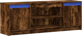 Berkfield Home TV Cabinet with LED Smoked Oak 139.5x34x50 cm Engineered Wood in Brown