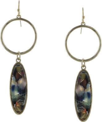 Olivia Welles 14K Gold Plated Deleena Resin Drop Earrings in Gold-Multi at Nordstrom Rack