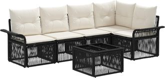 vidaXL Conjunto De Sof&aacute;s De Jard&iacute;n 6 Uds. Negro Rat&aacute;n Sint&eacute;tico Vidaxl