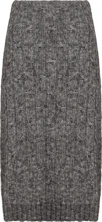 Max Mara Rokken, Dames, Grijs, M, Katoen, Cable-Knit Otello Midi Rok