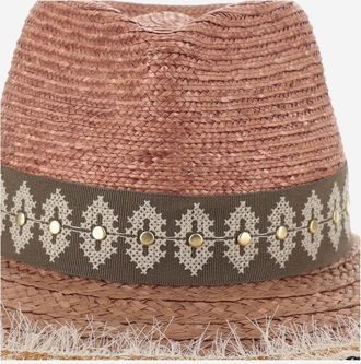 Ferruccio Vecchi Womens Straw And Viscose Blend Hat With Embroidery