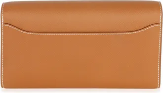 Herm&egrave;s Mens Gold Epsom Constance Long Wallet To Go Ghw Brown Leather