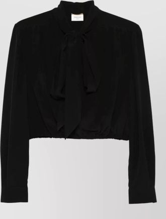 Saint Laurent silk blouse bow neckline long sleeves