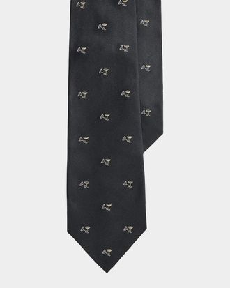 Ralph Lauren Men & apos;s Cocktail-Patterned Silk Repp Tie