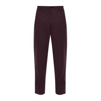 Dolce & Gabbana Broeken, Heren, Rood, L, Wol, Woolen Suit Pants with Crease