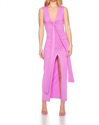 Susana Monaco Tie Front Gathered Dress In Snapdragon