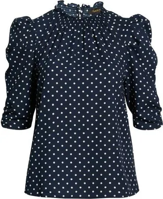 Sugarlips Dot Print Top in Navy-Cream at Nordstrom, Size 3X