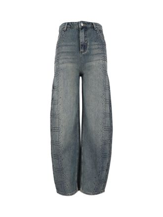 Ermanno Scervino High-Waisted Grid Stitch Pattern Denim Jeans