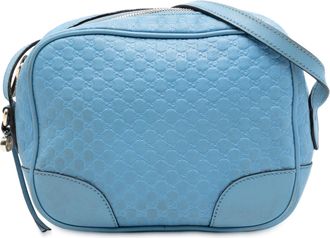 Gucci Pre-owned Womens Mini Microguccissima Bree Crossbody - Blue Leather - One Size