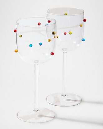 Neiman Marcus Colorful Beaded Wine Glasses, 16.8 oz. - Set of 2
