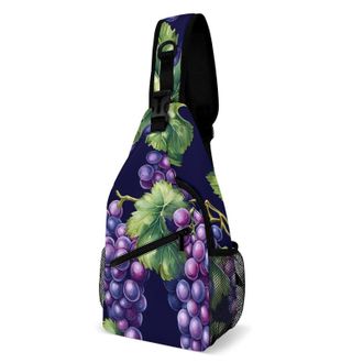 Generic Grapes Mens Crossbody Chest Sling Bag for Travel Hiking Lightweight Shoulder Bags with Small Side