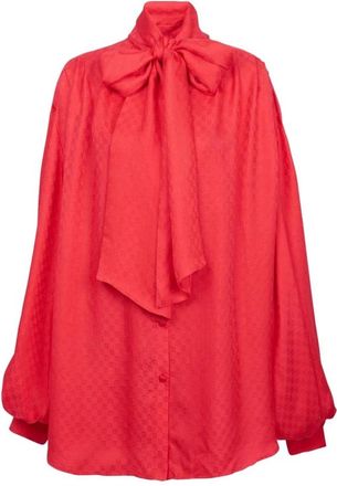 Balmain Monogram Jacquard Zijden Overhemd - Dames - Blouses - Roze - S - Overhemden