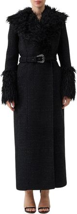 Versace Jeans Couture Maxi jas in tweed lurex - Dames - Trenchcoats - Zwart - S - Tweed - Jassen