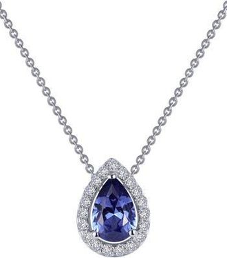 Lafonn Classic Simulated Tanzanite Halo Pendant Necklace in Tanzanite/Clear/Silver at Nordstrom Rack