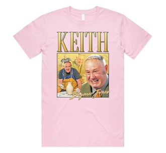 Sanfran Clothing Keith Brymer Jones Homage Top Pottery Funny Icon Gift Throw British TV T-Shirt Extra Large/Light Pink