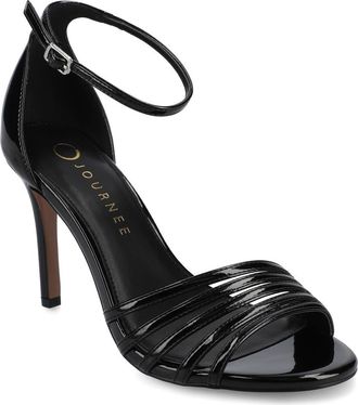 Journee Collection Felicity Ankle Strap Stiletto Sandal in Black Patent at Nordstrom Rack, Size 9.5