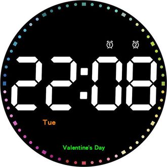 OEM Reloj De Pared Digital Led - 25,4 Cm - Hora Fecha Temperatura - Temporizador Y Recordatorio Dias Festivos - Mando A Distancia - 1 Unidad