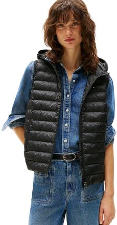 Tommy Hilfiger Womens Padded Global Stripe Gilet with Hood, Black (Black), 3XL