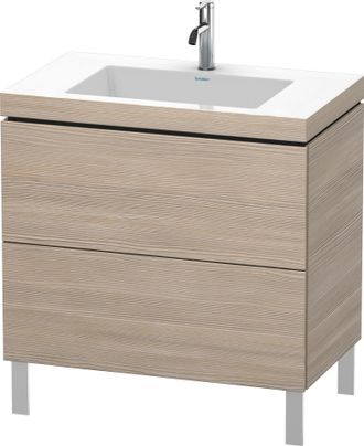 Duravit Lavabo Para Muebles Duravit L-cube C-bonded Con Base De Pie, 80x48 Cm, 2 Extra&iacute;bles, Sin Rebosadero, 1 Agujero Para Grifo, Color: Decoraci&oacute;n Pino Plat