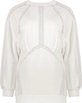 Alberta Ferretti Katoenen sweater - Dames - Sweatshirts - Wit - S - Katoen - Hoodies & sweatvesten