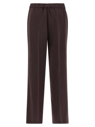 Alberto Biani Elastic-Waist Cady Trousers - Burgundy