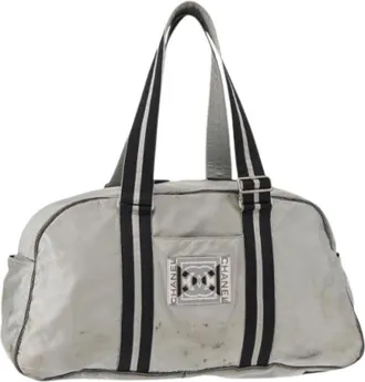 Chanel Pre-owned Weekend Bags, female, Gray, Size: ONE SIZE Pre-owned Nylon Weekend Bag