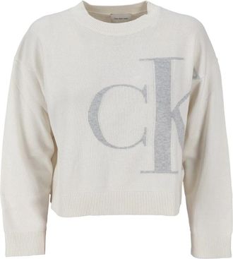 Calvin Klein Trui met ronde hals - Dames - Ronde hals truien - Wit - S - Truien & Vesten