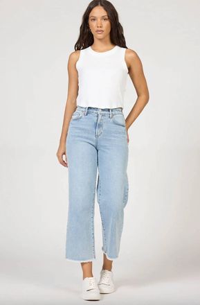 Dear John Denim Holly Raw Hem Straight Leg Cropped Jeans In Sunset Blues